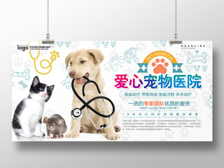 宠物医院动物门诊兽医卡通宣传海报设计